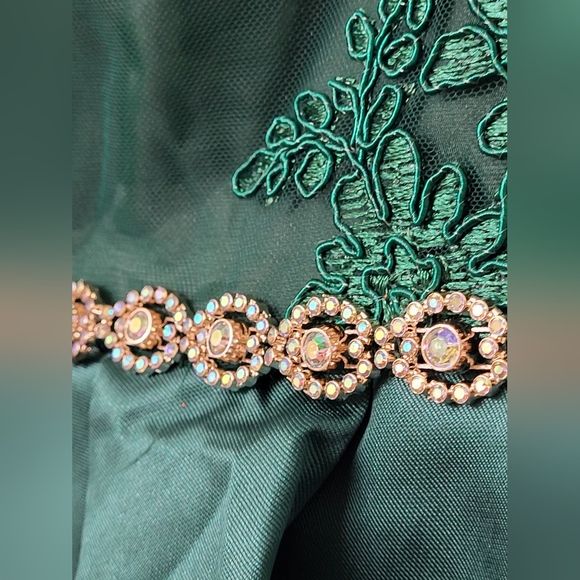 Girl's green lace & satin prom formal dress by Rare Editions from Macy's Size 16 - Picture 4 of 16